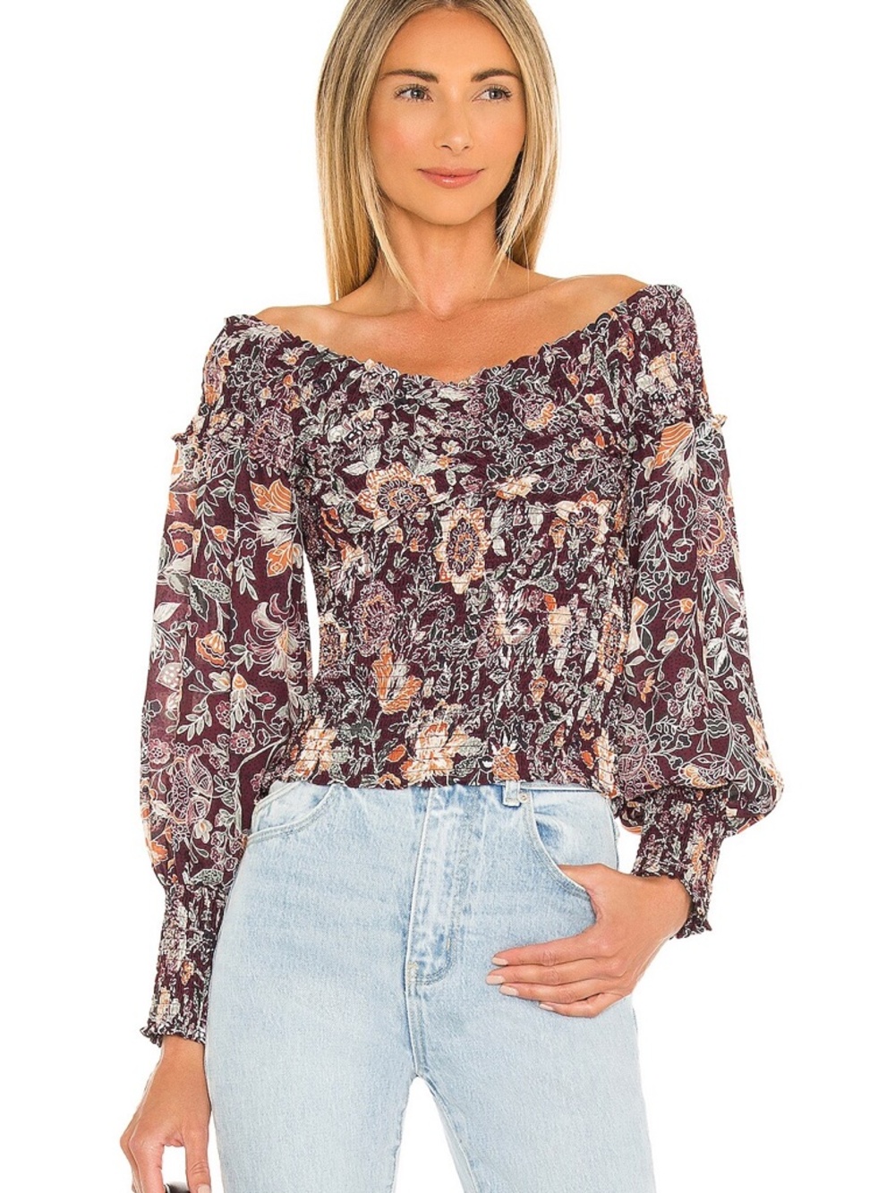BB Dakota Smock Factor Top  with floral print, size XS